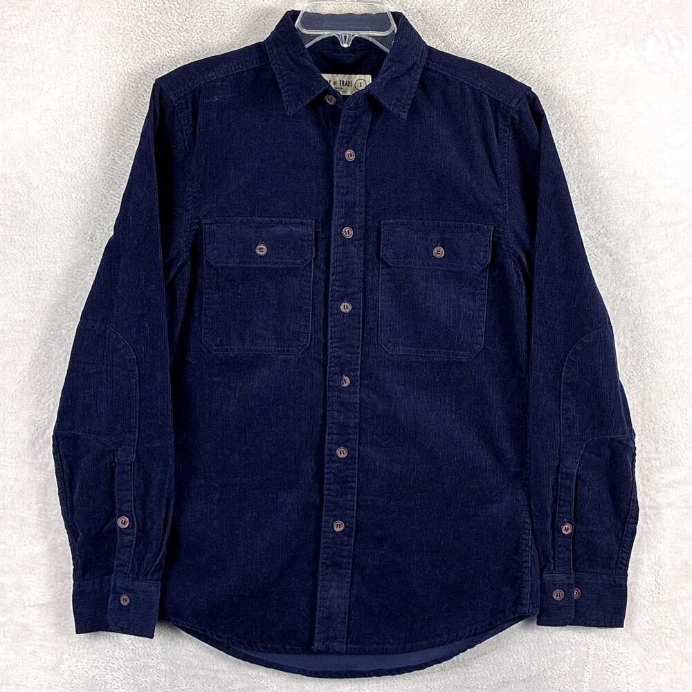 Line Of Trade Shirt Mens S Blue Corduroy Overshirt Workwear Preppy Outdoors